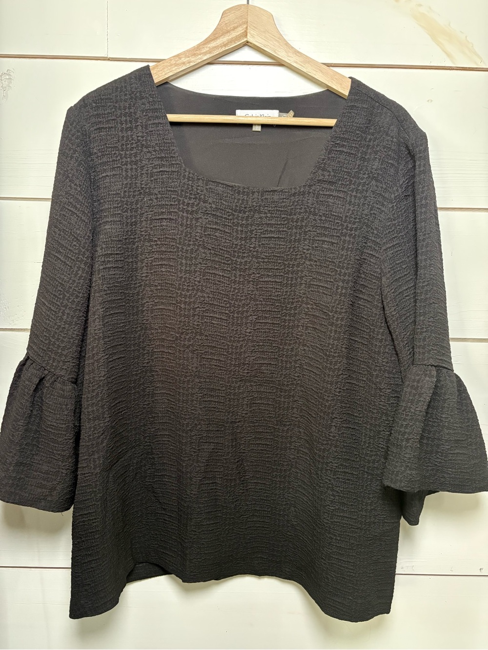 Calvin Klein Crinkled Square Neck Tunic - Charcoal Gray